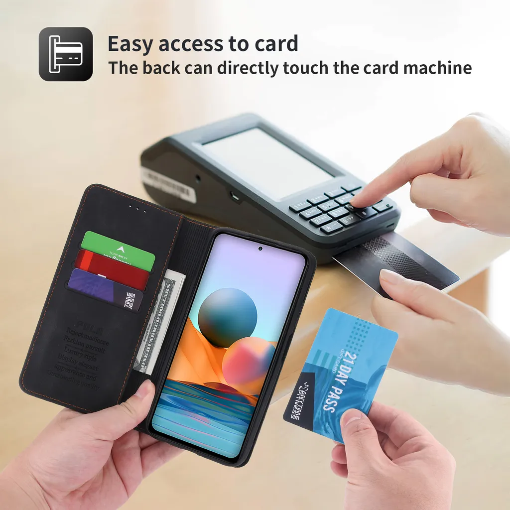Suncase Custodia A Libro Con Pelle Per Xiaomi Mi Note 10 - 3 Slot Carte E Chiusura Magnetica - 4