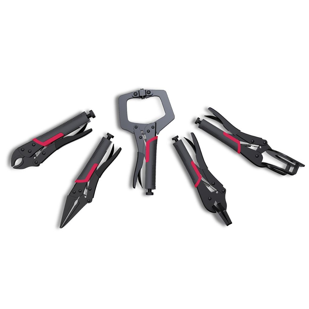 Gripzangen Set 5tlg SM-Zange C-Zange Rohrzange Spitzzange Standardzange aus Stahl