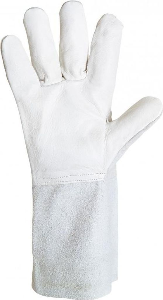 Lederhandschuh SINGER Handfläche aus Rindnarbenleder, Handrücken aus Spaltleder, Spaltlederstulpe 15 cm - Größe 10 - 51GS15