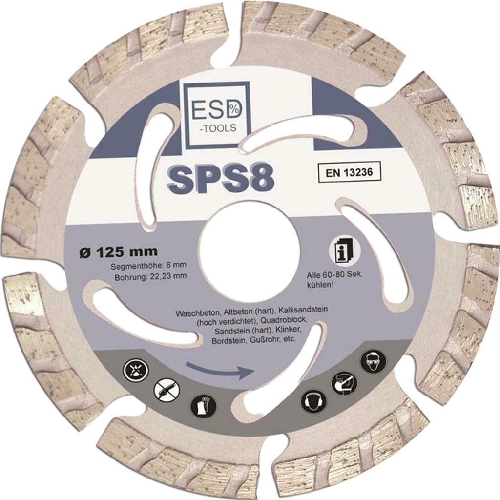 Diamanttrennscheibe Beton Segment Diamantscheibe 125 mm 125 mm SPS8 Waschbeton