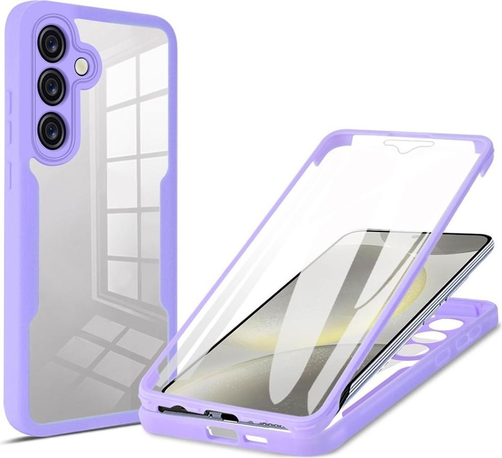 Hülle für Samsung Galaxy A15 4G/5G - Phonesta Slim Protect 360 Case mit Displayschutzfolie - Lila