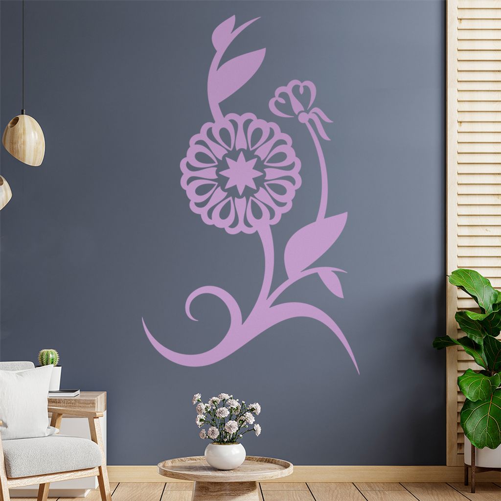Blume - Linien Wandtattoo in 6 Größen - Wandaufkleber Wall Sticker - Dekoration, Küche, Wohnzimmer, Schlafzimmer, Badezimmer