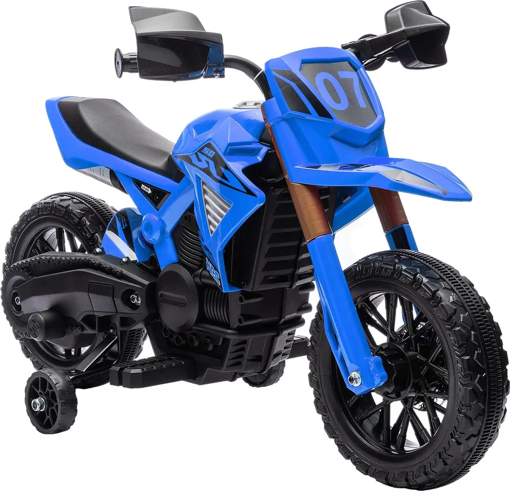 Moto électrique enfant bleue structure métal robuste charge 30 kg