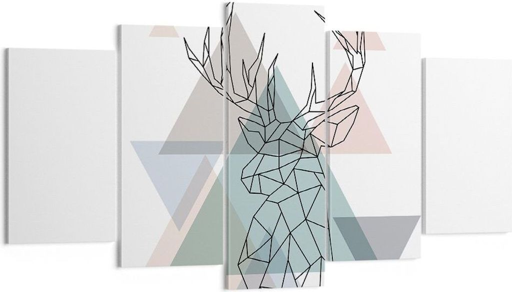 Bild auf Leinwand - Leinwandbild - Hirsch Abstraktion - 160x85cm - Wand Bild - Wanddeko - Leinwanddruck - Bilder - Kunstdruck - Wanddekoration - Le...