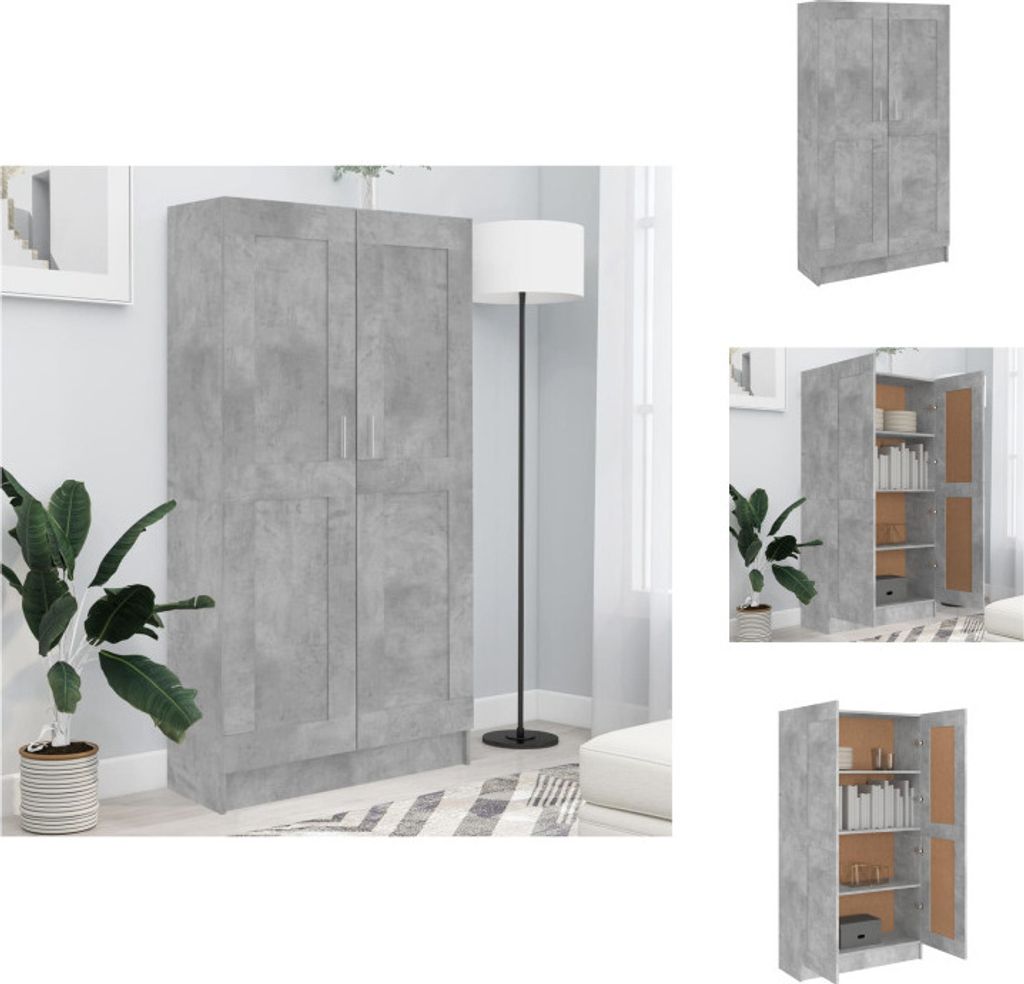 vidaXL Bücherregal Betongrau 82,5x30,5x150 cm Holzwerkstoff - Bücherregale & Bücherschränke