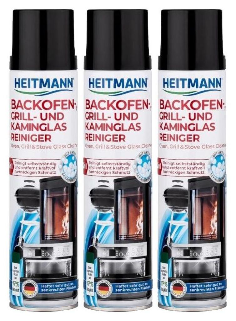 3 x HEITMANN Backofen-, Grill- und Kaminglas Reiniger je Produktbild 