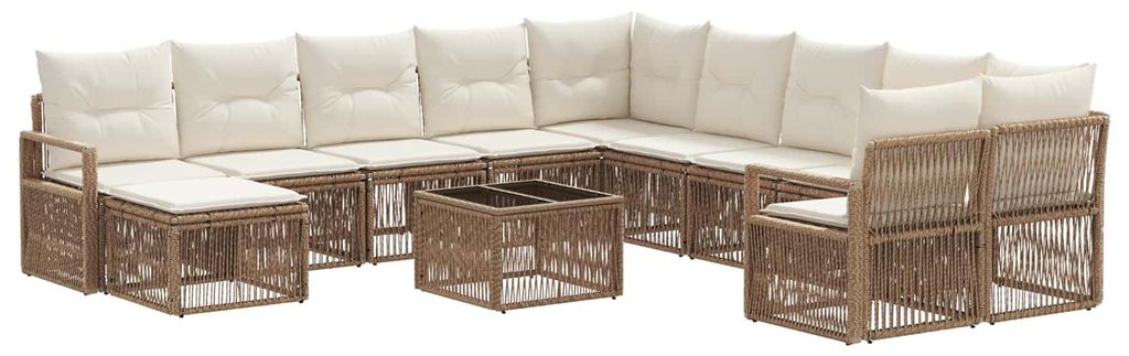 vidaXL Gartensofa-set 12 pcs Beige Poly-Rattan