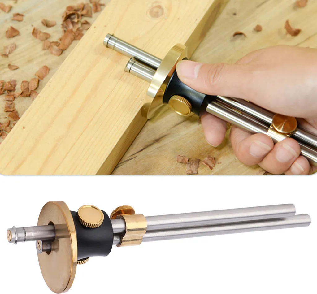 Trusquin de menuisier double arbre outil de mesure manuel