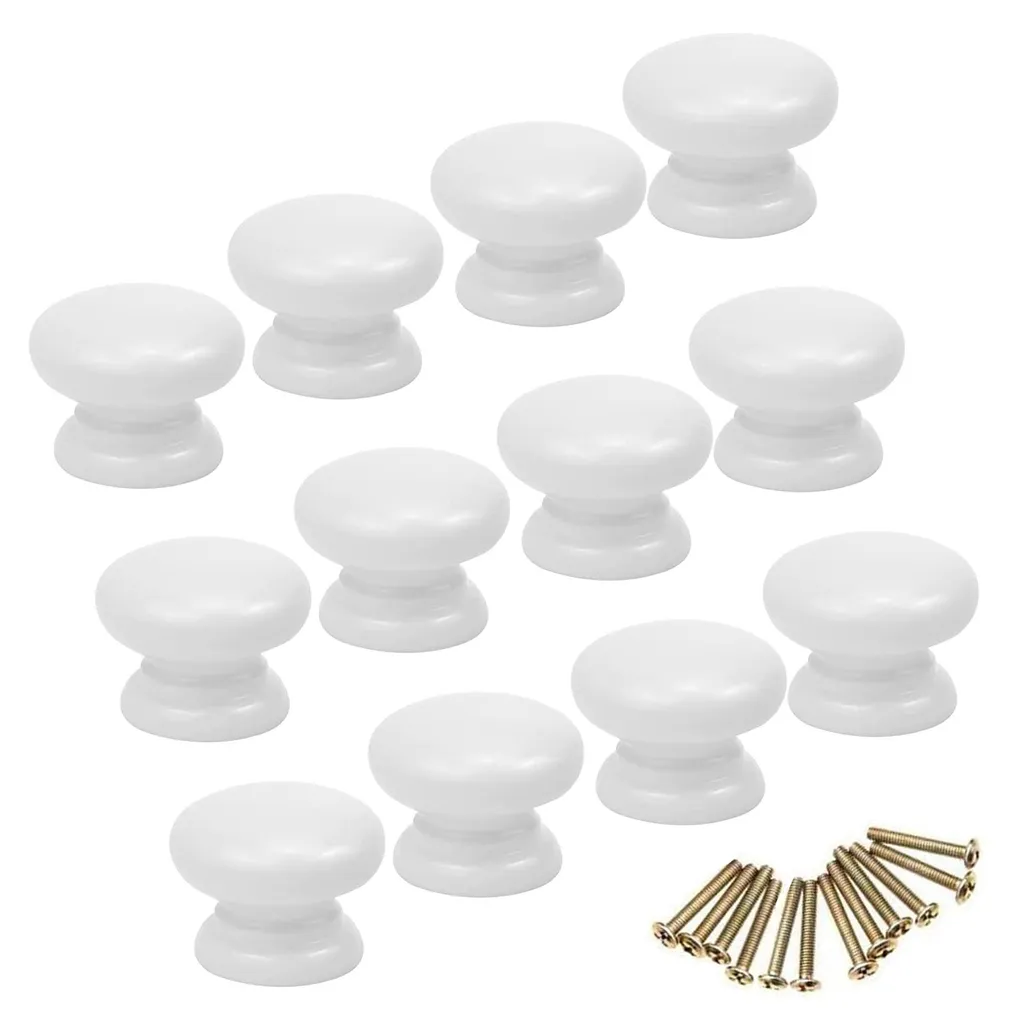 Boutons de Meuble en Bois Blanc 33mm - Design Ergonomique et Installation Facile