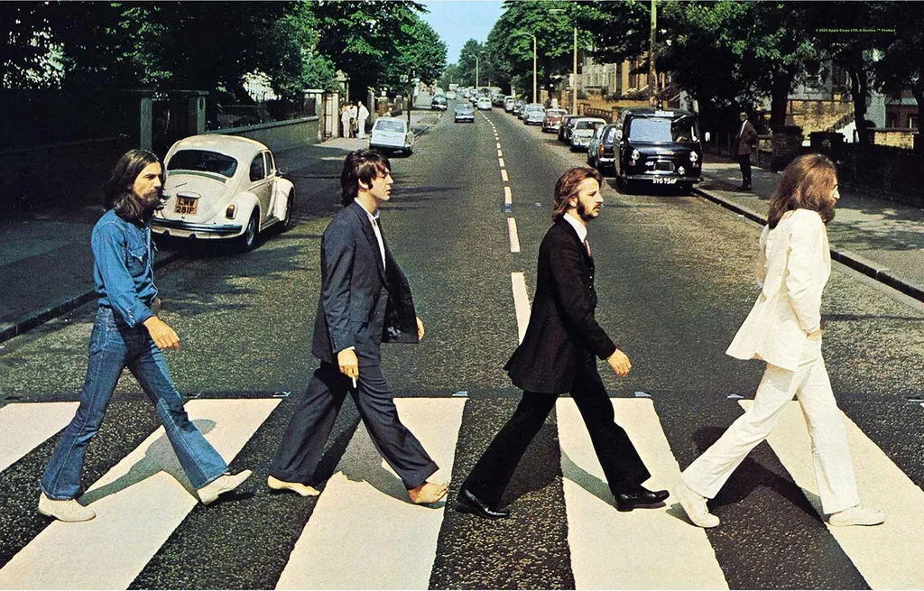 Poster The Beatles Abbey Road Tissu Textile RO9097 Couleurs Intenses