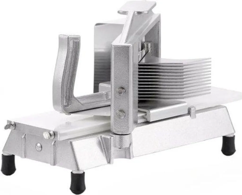 Mandoline de cuisine grise en inox pour découpe efficace de fruits