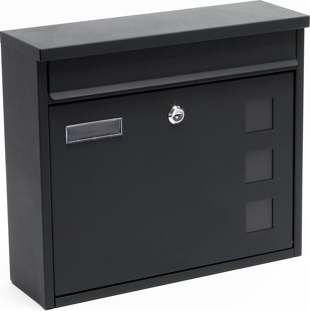 Wiltec Briefkasten V12 Anthrazit 360 x 115 x 320 mm, Produktbild 