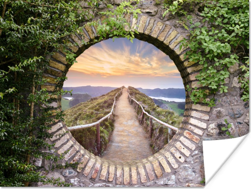 MuchoWow Poster Brücke - Meer - Blick - Sommer 120x90 cm - Wandbild