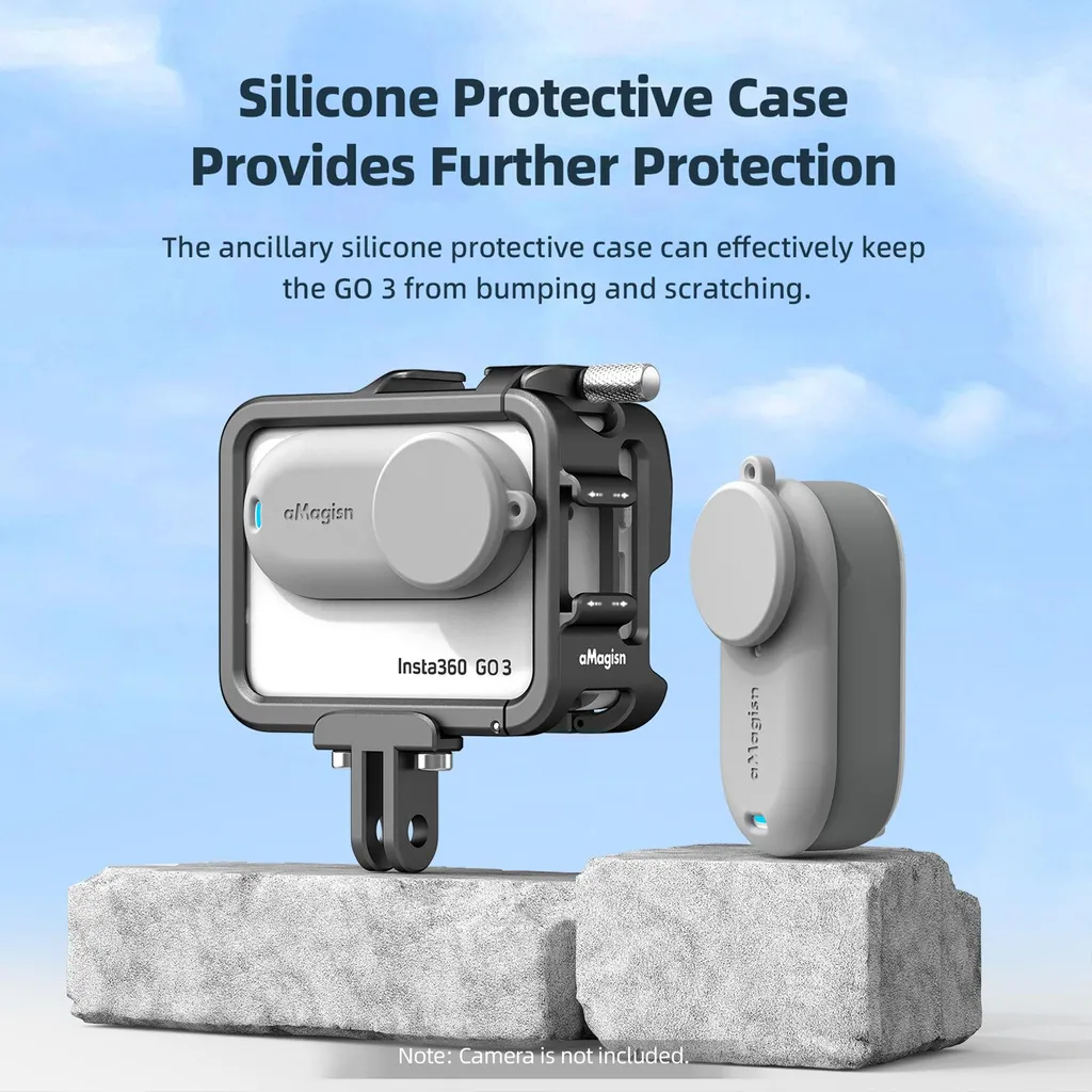 Cage Anti-Choc AG01 pour Insta360 GO 3 avec Double Support d'Accessoires