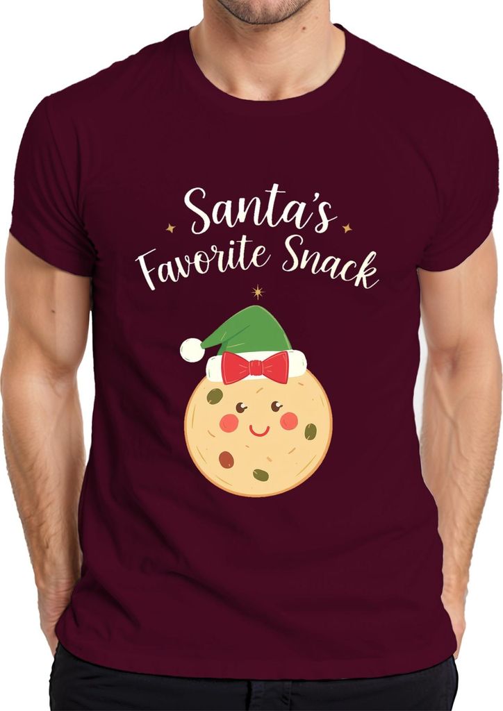 Santa's Favorite Snack Weihnachten Keks Geschenk Lustig niedlich Herren T-Shirt, Burgundy, L
