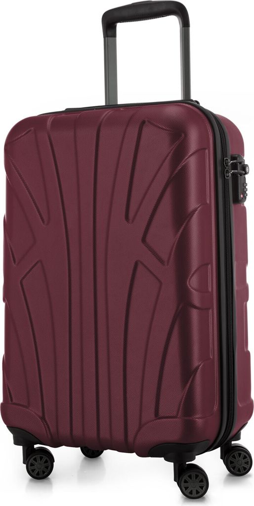 Suitline - Handgepäck mit Erweiterung Hartschalen-Koffer Kabinenkoffer, TSA, 55 cm, ca. 40 Liter, 100% ABS Matt,Burgund