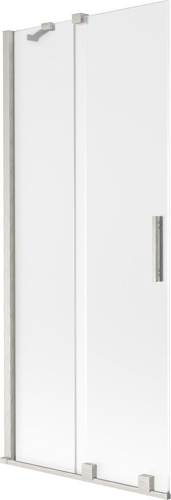 Mexen Velar 2-flügelige, verschiebbare Badewannenabtrennung 85 x 150 cm, Frost, gebürsteter Nickel - 896-085-000-31-97