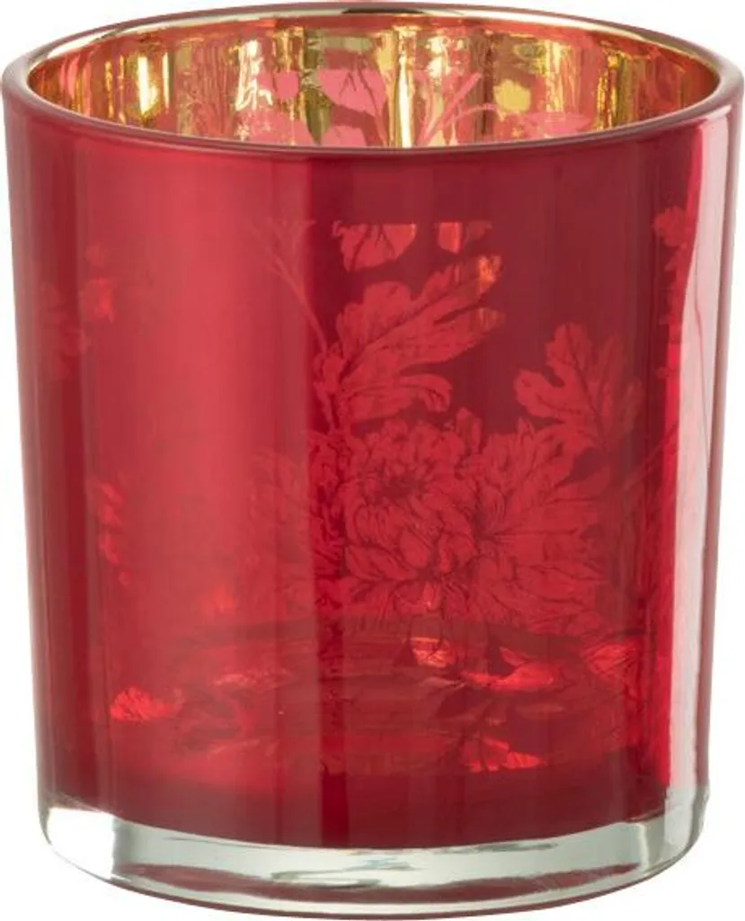 Bougeoir Fleur Rouge J-Line - Verre Sécurisé pour Ambiance Tamisée Zen