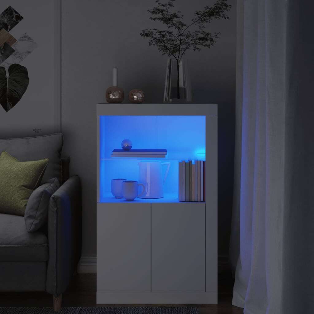 Szafka boczna z oświetleniem LED Biały Materiał Zdjęcie produktu 1