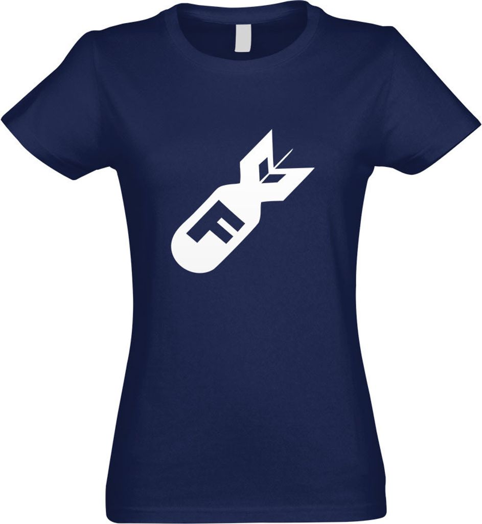 Kiwistar - T-Shirt tailliert - Damen - Navy - F Bomb - mit Motiv Bedruckt - Funshirt Design - Sport - Freizeit - Damen - XL