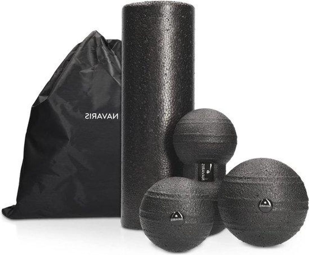 Massagebälle Set 4-teilig schwarz für Rücken Fuß Schulter Training