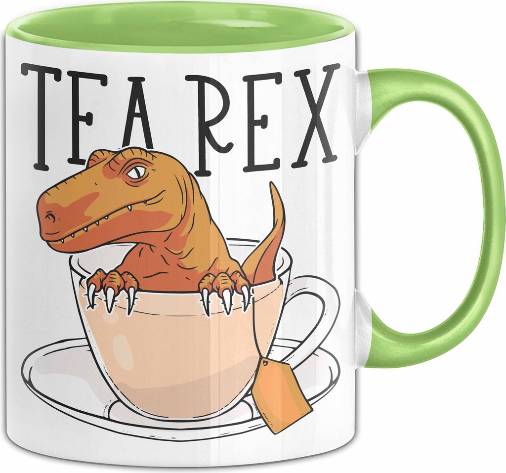 Dinosaurier Tasse Geschenk Tea Rex Tasse Geschenk Dino T-Rex Geschenk Für Jungs (Grün)