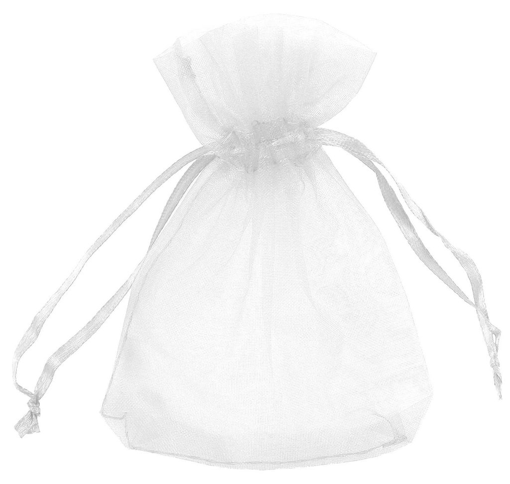 10 Organza-Beutel ca. 90 x 120 mm Geschenkbeutel mit Bändern Freie weiß