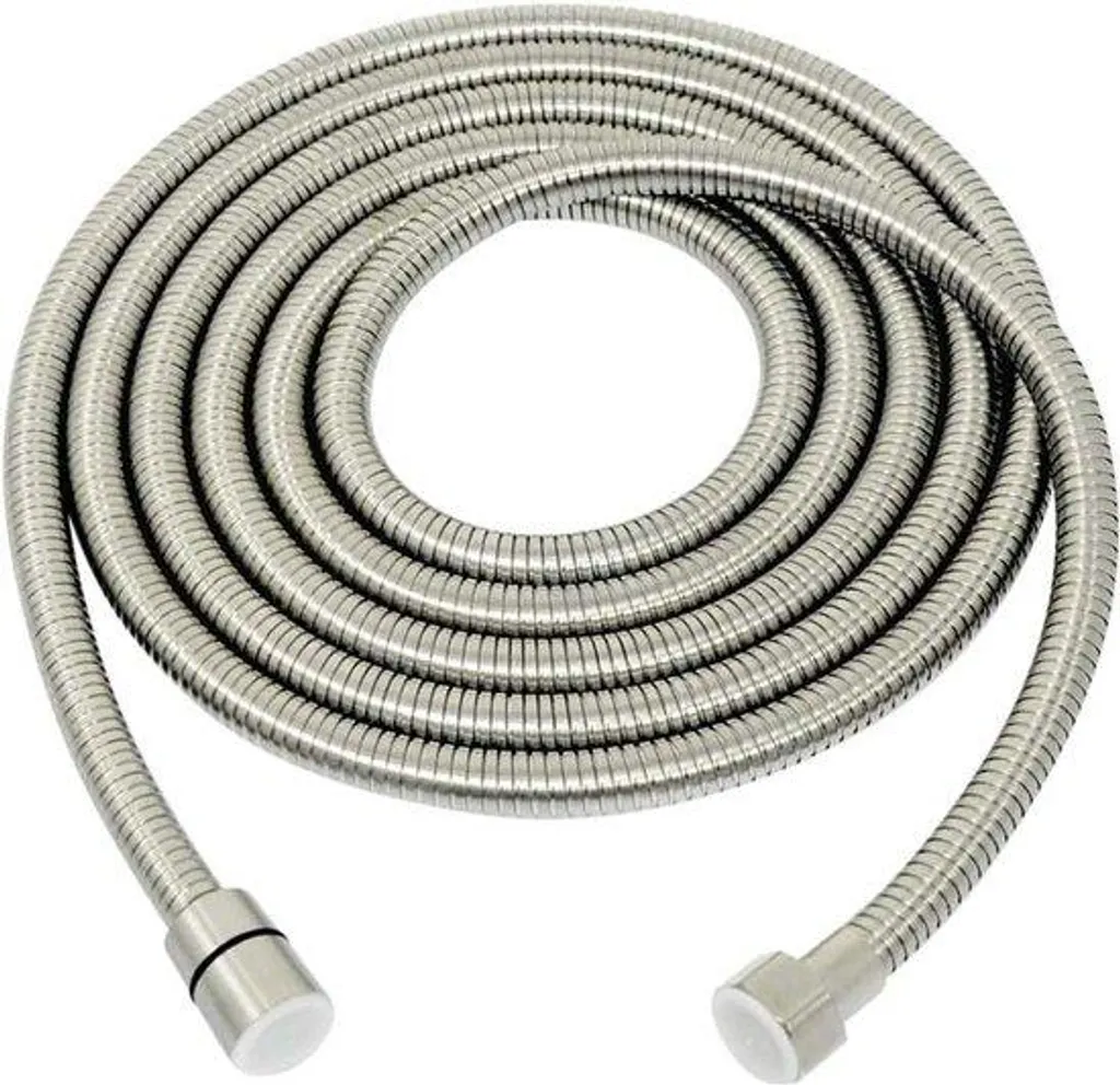Tuyau de douche 3,5m en acier inoxydable nickel brossé avec 2 pinces