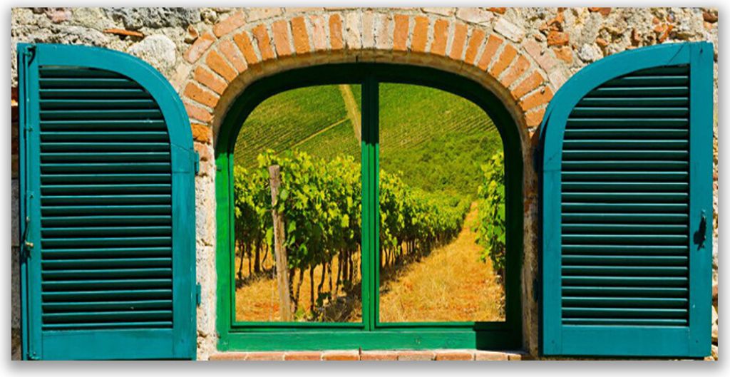 Küchenrückwand aus Glas 140x70cm Spritzschutz Fenster Landschaft