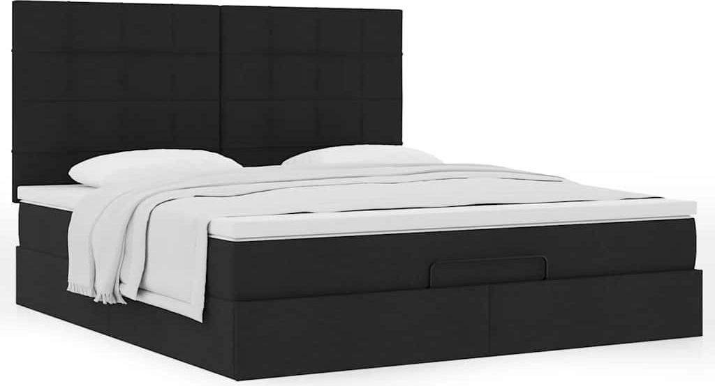 Maison Exclusive - Ottoman-Bett mit Matratze Schwarz 160x200 cm Stoff