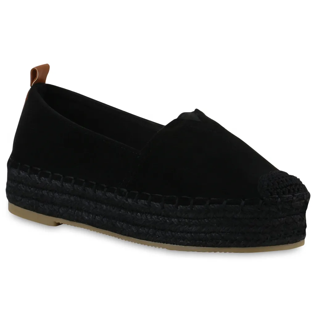 VAN HILL Damen Espadrilles - Bast Sohle Flache Sommerschuhe