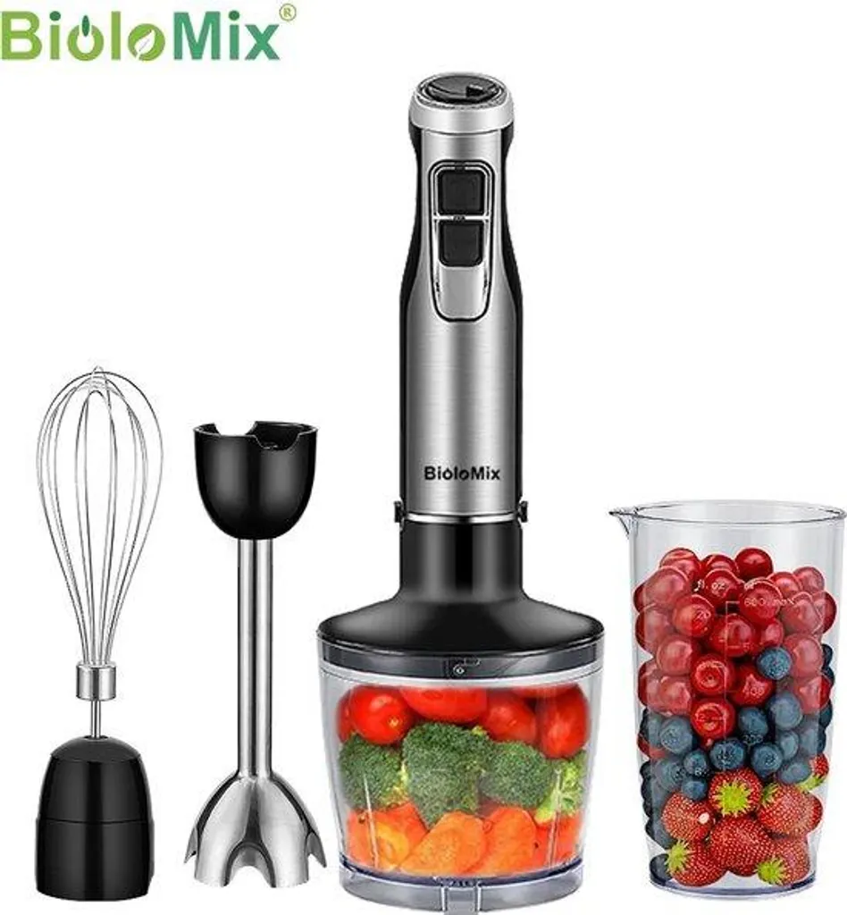 Ensemble Mixeur Plongeant 4 en 1 et Hachoir Électrique avec Bol Inox