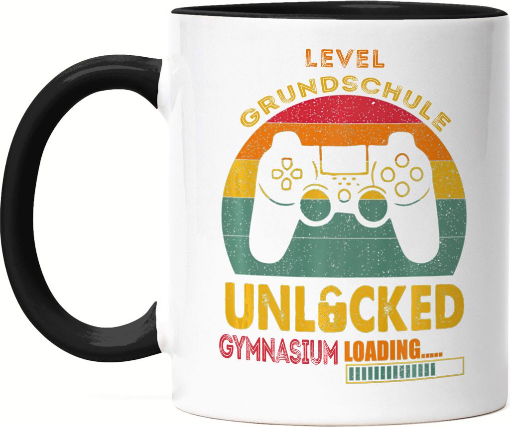 Level Grundschule Unlocked Gymnasium Loading 5. Klasse Loading Tasse Schwarz Konsole Lernen Schule Bildung Abschluss