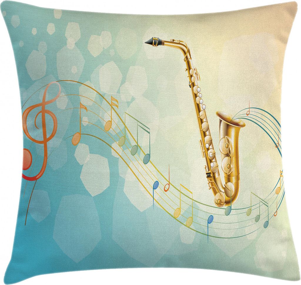 ABAKUHAUS Bunt Kissenbezug, Musical Notes Vibes, Beidseitiges Digitaldruck mit Reißverschluß Farbfest Pflegeleicht und Waschbar, 45 x 45 cm, Mehr...
