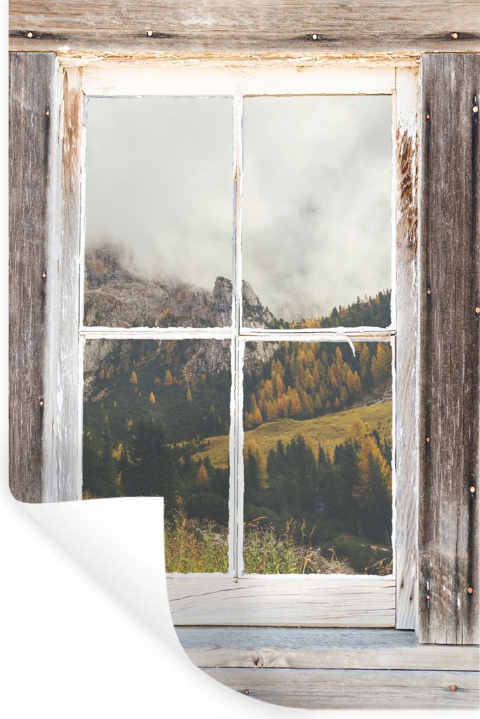 MuchoWow Wandtattoo Wandsticker Wandaufkleber Aussicht - Berg - Herbst 40x60 cm Selbstklebend und Repositionierbar - Wierderverwendbar - Selbstkl...