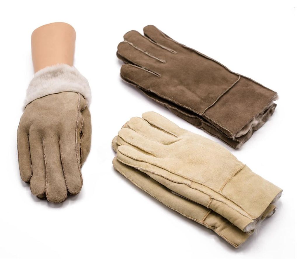Echt Lammfell Fingerhandschuhe Beige S Produktbild 