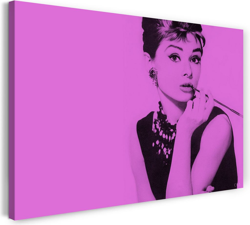 Leinwandbild (60x40cm): Audrey Hepburn, echter Holz-Keilrahmen inkl. Aufhänger, handgefertigt in Deutschland