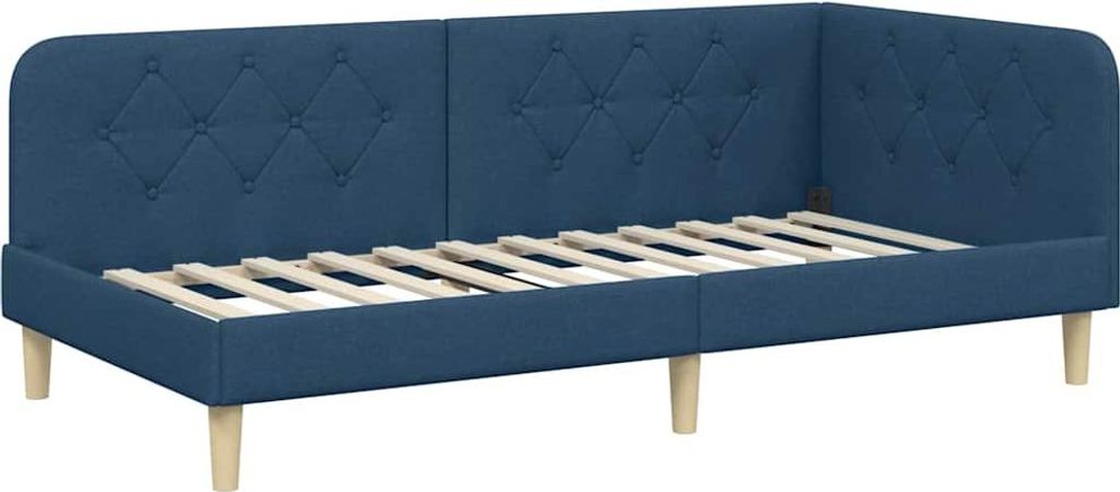vidaXL Eckbettgestell Blau 90 x 200 cm Stoff
