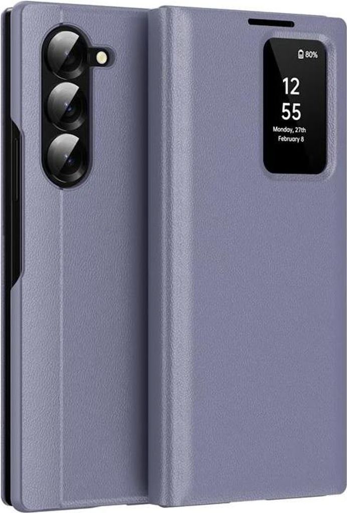 Hülle für Samsung Galaxy Z Fold 6 - Phonesta Smart View Window Book Wallet Klapphülle - Lila
