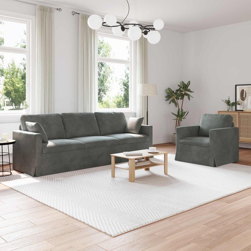 CLOIRS@ Sofa 2 pcs - Couch Wohnzimmer - moderne-desgin - Dunkelgrau 228x78x80 cm Samt