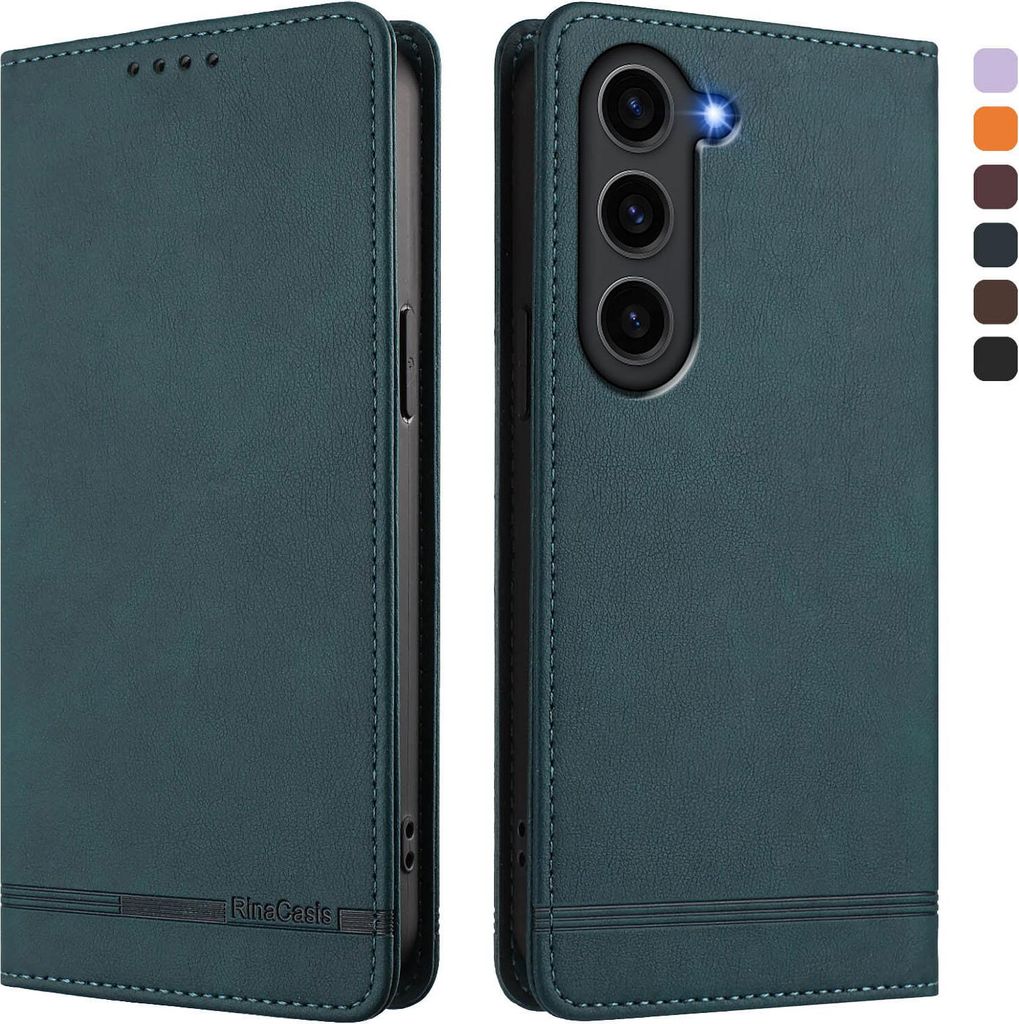 Hülle für Samsung Galaxy S23, Retro Kunstleder Ständer Klapphülle mit Kartenfächer und Magnetische Grün
