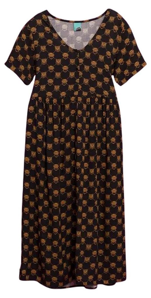Labyrinth - Kittelkleid für Damen, V-Ausschnitt TT1148 (3XL) (Schwarz)