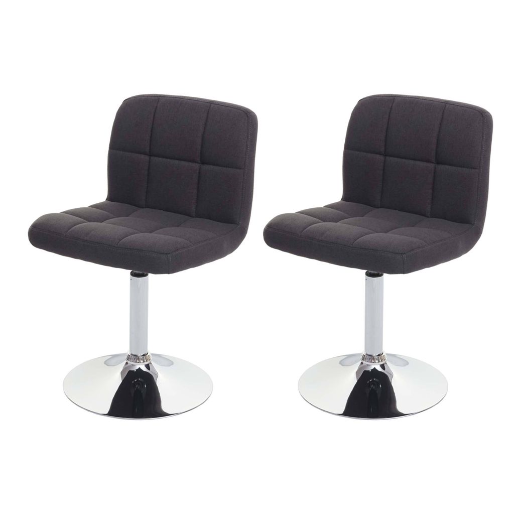 2er-Set Esszimmerstuhl Kavala, Küchenstuhl Stuhl, Stoff/Textil Chrom drehbar MVG- dunkelgrau