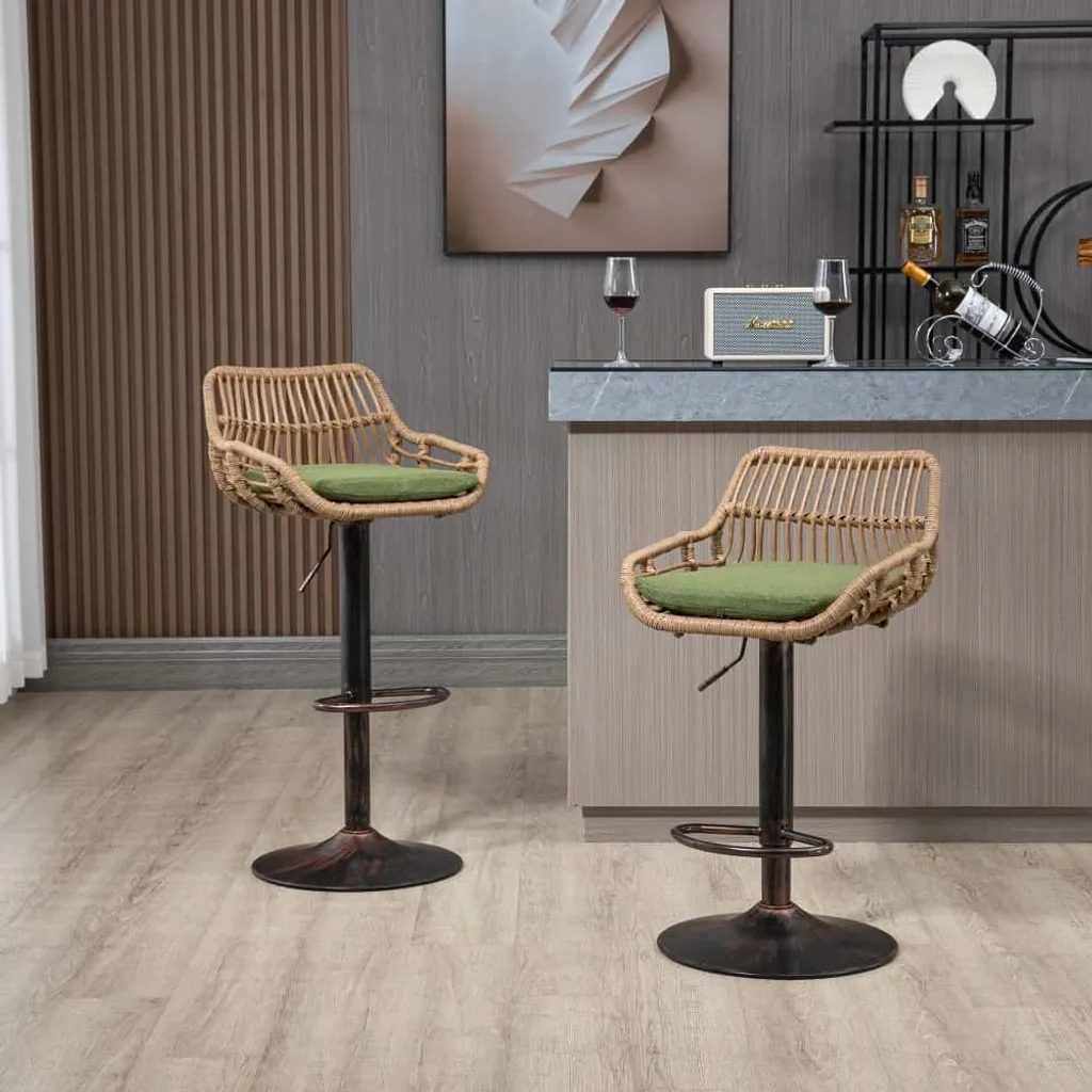 Tabouret de Bar Design pour Cuisine et Salle à Manger Réglable Beige x2