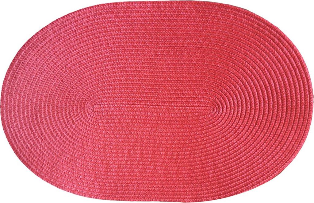 Ovale, geflochtene Platzsets 30 x 45 cm, Tischsets für Esstische, natürlich gewebt, hitzebeständig (oval, rot)