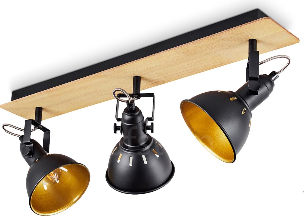 Arazane »Arazane« Deckenlampe aus Metall/Holz in Schwarz/Chrom/Gold/Natur