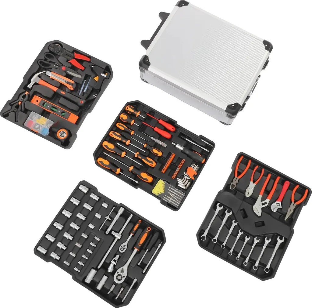 Coffret d'outillage complet 187 pièces portable pour travaux maison