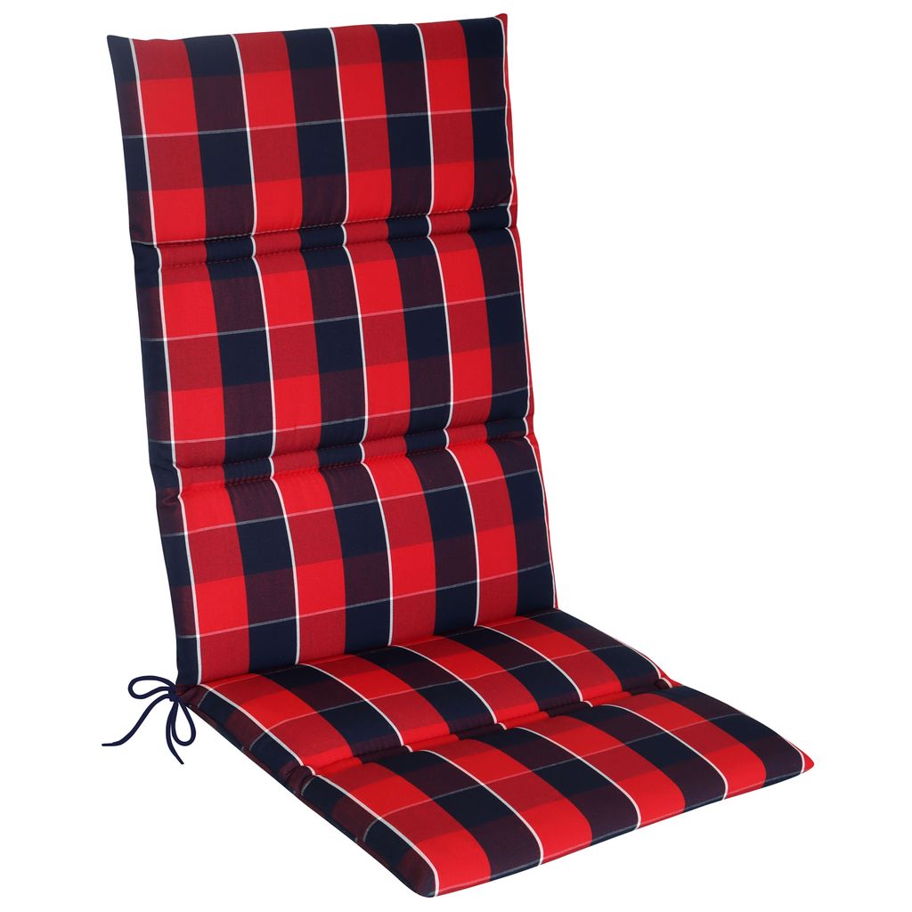 Kettler Gartenstuhlauflage für Hochlehner, Gartenstuhlauflage 120x48x3cm, Des. 851 Rot-Blau kariert