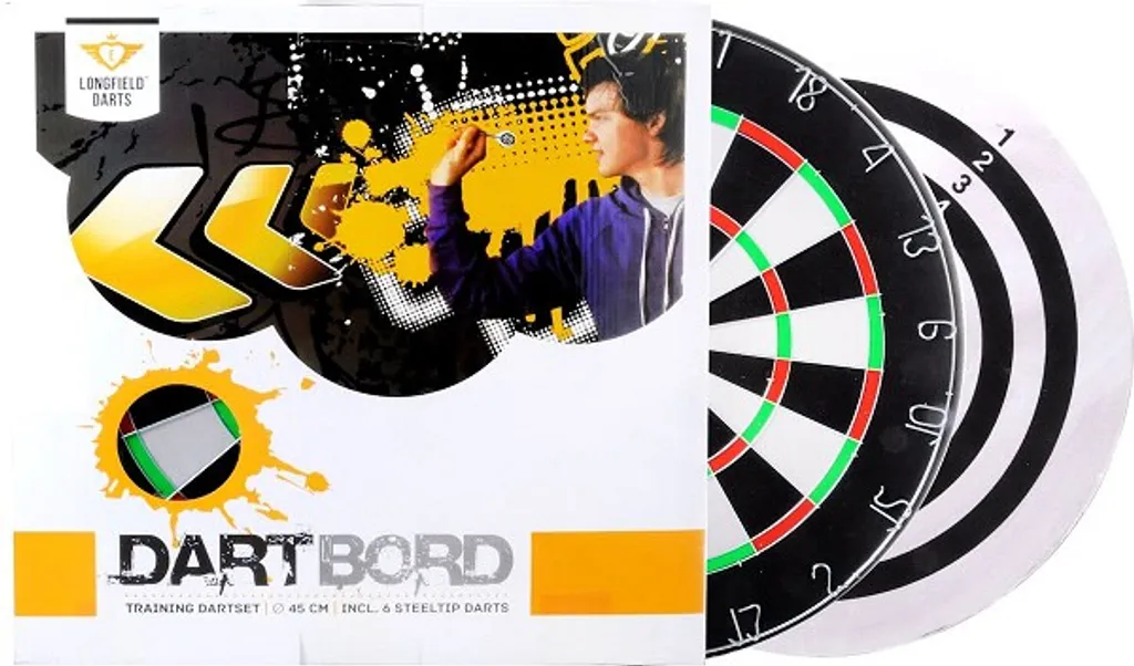 Jeu de fléchettes complet Longfield avec cible classique et accessoires - 3
