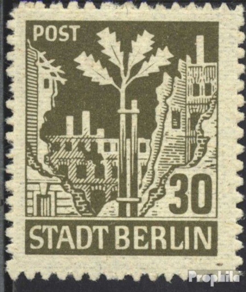 Briefmarken Sowjetische Zone (All.Bes.) 1945 Mi 7B mit Falz Berliner Bär
